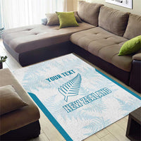 Custom New Zealand Silver Fern Football Area Rug Come On All White
