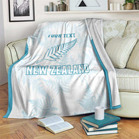Custom New Zealand Silver Fern Football Blanket Come On All White LT14 White - Polynesian Pride