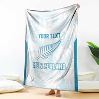 Custom New Zealand Silver Fern Football Blanket Come On All White LT14 - Polynesian Pride