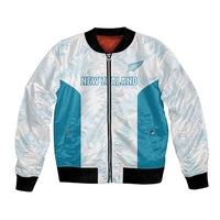 Custom New Zealand Silver Fern Football Bomber Jacket Come On All White LT14 Unisex White - Polynesian Pride