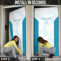 Custom New Zealand Silver Fern Football Door Cover Come On All White - Polynesian Pride