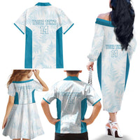 Custom New Zealand Silver Fern Football Family Matching Off The Shoulder Long Sleeve Dress and Hawaiian Shirt Come On All White