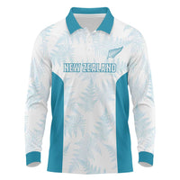Custom New Zealand Silver Fern Football Long Sleeve Polo Shirt Come On All White