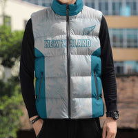 Custom New Zealand Silver Fern Football Sleeveless Puffer Jacket Come On All White - Polynesian Pride