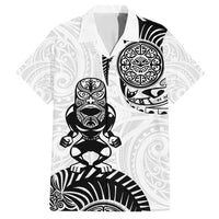 Custom Aotearoa Football Family Matching Tank Maxi Dress and Hawaiian Shirt NZ Maori Tiki Go Champions LT14 Dad's Shirt - Short Sleeve White - Polynesian Pride