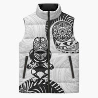 Custom Aotearoa Football Sleeveless Puffer Jacket NZ Maori Tiki Go Champions LT14 Unisex White - Polynesian Pride
