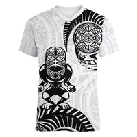 Custom Aotearoa Football Women V-Neck T-Shirt NZ Maori Tiki Go Champions