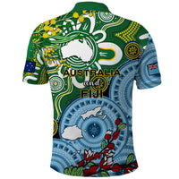 Australia and Fiji Polo Shirt Aboriginal Mix Fijian Tapa Unique Style LT14 - Polynesian Pride
