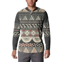 Vintage Bula Fiji Masi Button Sweatshirt Fijian Tapa Cloth - Polynesian Pride