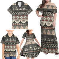 Vintage Bula Fiji Masi Family Matching Off Shoulder Maxi Dress and Hawaiian Shirt Fijian Tapa Cloth - Polynesian Pride