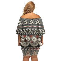 Vintage Bula Fiji Masi Off Shoulder Short Dress Fijian Tapa Cloth - Polynesian Pride