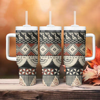 Vintage Bula Fiji Masi Tumbler With Handle Fijian Tapa Cloth - Polynesian Pride