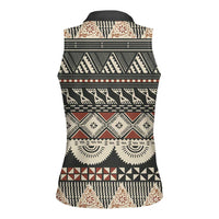 Vintage Bula Fiji Masi Women Sleeveless Polo Shirt Fijian Tapa Cloth - Polynesian Pride