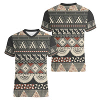 Vintage Bula Fiji Masi Women V-Neck T-Shirt Fijian Tapa Cloth - Polynesian Pride