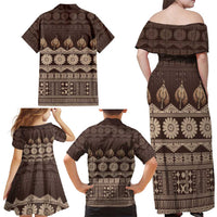 Bula Fiji Iri ni Meke Family Matching Off Shoulder Maxi Dress and Hawaiian Shirt Kuvui Fijian Masi - Polynesian Pride