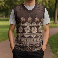 Bula Fiji Iri ni Meke Christmas Knitted V-Neck Vest Kuvui Fijian Masi - Polynesian Pride