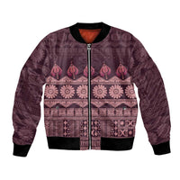 Bula Fiji Iri ni Meke Bomber Jacket Piqi Fijian Masi LT14 Unisex Pink - Polynesian Pride