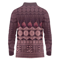 Bula Fiji Iri ni Meke Long Sleeve Polo Shirt Piqi Fijian Masi - Polynesian Pride