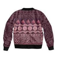 Bula Fiji Iri ni Meke Sleeve Zip Bomber Jacket Piqi Fijian Masi LT14 - Polynesian Pride