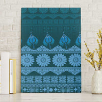 Bula Fiji Iri ni Meke Canvas Wall Art Karakarawa Fijian Masi LT14 Without Frame Blue - Polynesian Pride