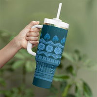 Bula Fiji Iri ni Meke Tumbler With Handle Karakarawa Fijian Masi - Polynesian Pride