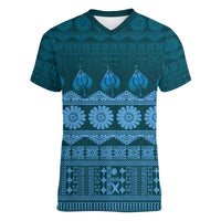 Bula Fiji Iri ni Meke Women V-Neck T-Shirt Karakarawa Fijian Masi - Polynesian Pride