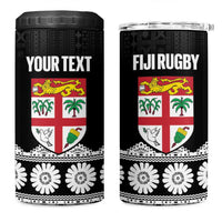 Fiji Tapa Rugby Custom 4 in 1 Can Cooler Tumbler Go Fijiana - Polynesian Pride