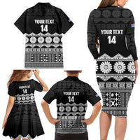 Fiji Tapa Rugby Custom Family Matching Long Sleeve Bodycon Dress and Hawaiian Shirt Go Fijiana - Polynesian Pride