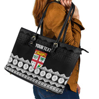 Fiji Tapa Rugby Custom Leather Tote Bag Go Fijiana - Polynesian Pride
