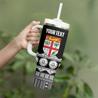 Fiji Tapa Rugby Custom Tumbler With Handle Go Fijiana LT14 - Polynesian Pride
