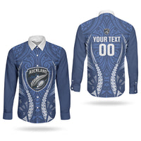 Auckland 2026 Rugby Custom Couples Matching Off Shoulder Maxi Dress and Long Sleeve Button Shirt NZ Maori Silver Fern LT14 - Polynesian Pride