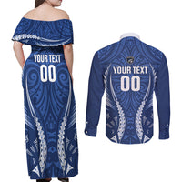 Auckland 2026 Rugby Custom Couples Matching Off Shoulder Maxi Dress and Long Sleeve Button Shirt NZ Maori Silver Fern