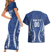 Auckland 2026 Rugby Custom Couples Matching Short Sleeve Bodycon Dress and Hawaiian Shirt NZ Maori Silver Fern