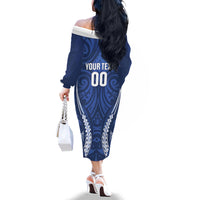 Auckland 2026 Rugby Custom Family Matching Off The Shoulder Long Sleeve Dress and Hawaiian Shirt NZ Maori Silver Fern