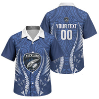 Auckland 2026 Rugby Custom Family Matching Off Shoulder Maxi Dress and Hawaiian Shirt NZ Maori Silver Fern LT14 Son's Shirt Blue - Polynesian Pride