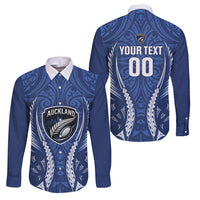 Auckland 2026 Rugby Custom Family Matching Summer Maxi Dress and Hawaiian Shirt NZ Maori Silver Fern LT14 Dad's Shirt - Long Sleeve Blue - Polynesian Pride