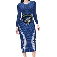 Auckland 2026 Rugby Custom Long Sleeve Bodycon Dress NZ Maori Silver Fern