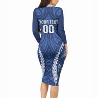 Auckland 2026 Rugby Custom Long Sleeve Bodycon Dress NZ Maori Silver Fern LT14 - Polynesian Pride