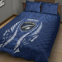 Auckland 2026 Rugby Custom Quilt Bed Set NZ Maori Silver Fern
