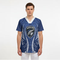 Auckland 2026 Rugby Custom Scrub Top NZ Maori Silver Fern