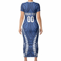 Auckland 2026 Rugby Custom Short Sleeve Bodycon Dress NZ Maori Silver Fern LT14 - Polynesian Pride