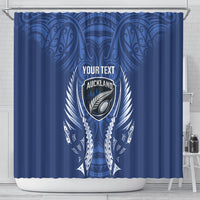 Auckland 2026 Rugby Custom Shower Curtain NZ Maori Silver Fern