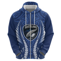 Auckland 2026 Rugby Custom Zip Hoodie NZ Maori Silver Fern LT14 - Polynesian Pride