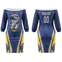Bay of Plenty 2026 Rugby Custom Couples Matching Off The Shoulder Long Sleeve Dress and Hawaiian Shirt NZ Maori Silver Fern LT14 - Polynesian Pride