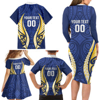 Bay of Plenty 2026 Rugby Custom Family Matching Long Sleeve Bodycon Dress and Hawaiian Shirt NZ Maori Silver Fern LT14 Mom's Dress Blue - Polynesian Pride