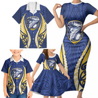 Bay of Plenty 2026 Rugby Custom Family Matching Short Sleeve Bodycon Dress and Hawaiian Shirt NZ Maori Silver Fern LT14 - Polynesian Pride