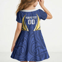 Bay of Plenty 2026 Rugby Custom Kid Short Sleeve Dress NZ Maori Silver Fern LT14 - Polynesian Pride