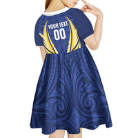 Bay of Plenty 2026 Rugby Custom Kid Short Sleeve Dress NZ Maori Silver Fern LT14 - Polynesian Pride