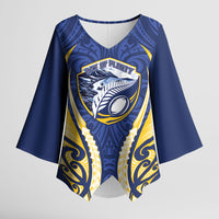 Bay of Plenty 2026 Rugby Custom Kimono Sleeve Blouse NZ Maori Silver Fern
