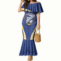 Bay of Plenty 2026 Rugby Custom Mermaid Dress NZ Maori Silver Fern LT14 Women Blue - Polynesian Pride